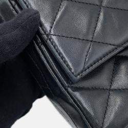 Pre Owned Chanel Matelasse Chain shoulder Bag Black Lambskin
