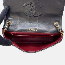 Pre Owned Chanel Matelasse Chain shoulder Bag Black Lambskin
