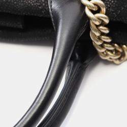 Pre Owned Chanel Matelasse Chain Shoulder Tote Bag Leather Leather Black Cc
