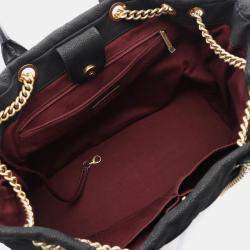 Pre Owned Chanel Matelasse Chain Shoulder Tote Bag Leather Leather Black Cc