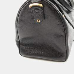 Pre Owned Chanel Jumbo Coco Mark Handbag Calfskin Leather Black