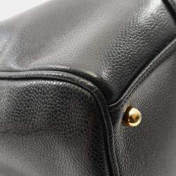 Pre Owned Chanel Jumbo Coco Mark Handbag Calfskin Leather Black