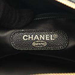 Pre Owned Chanel Jumbo Coco Mark Handbag Calfskin Leather Black
