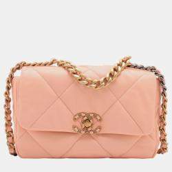 Pre Owned Chanel Pink Medium Lambskin 19 Flap