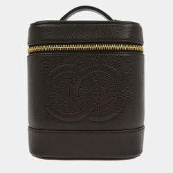 Pre Owned Chanel Brown Calfskin Timeless Vanity Handbag