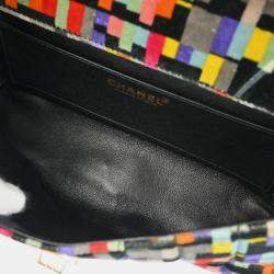 Pre Owned Chanel Black Velvet Mademoiselle Lock CC Handbag