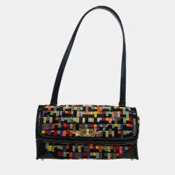 Pre Owned Chanel Black Velvet Mademoiselle Lock CC Handbag