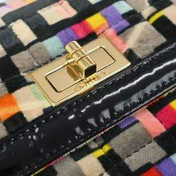 Pre Owned Chanel Black Velvet Mademoiselle Lock CC Handbag