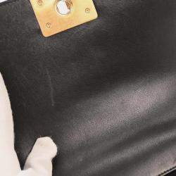 Pre Owned Boy Chanel Black Lambskin Camellia Small Chain Shoulder Bag
