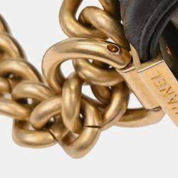 Pre Owned Boy Chanel Black Lambskin Camellia Small Chain Shoulder Bag