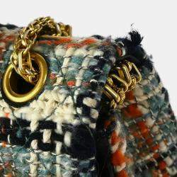 Pre Owned Chanel Multicolor Tweed 2.55 Medium Classic Double Flap Shoulder Bag