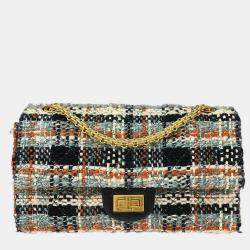 Pre Owned Chanel Multicolor Tweed 2.55 Medium Classic Double Flap Shoulder Bag