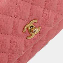 Pre Owned Chanel Pink Calfskin Coco Handle XS 2way Handbag