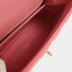 Pre Owned Chanel Pink Calfskin Coco Handle XS 2way Handbag