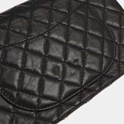 Pre Owned Chanel Black Calfskin 2.55 Lucky Charm Small Classic Double Flap Bag