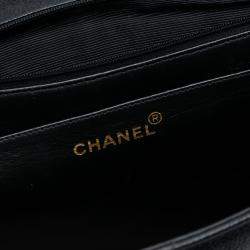 Pre Owned Chanel Black Jumbo CC Quilted Caviar Kelly Top Handle Bag