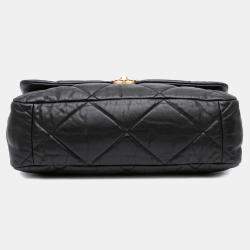 Pre Owned Chanel Black Maxi Lambskin 19 Flap