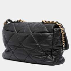 Pre Owned Chanel Black Maxi Lambskin 19 Flap
