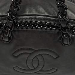 Pre Owned Chanel Black Leather Large Luxe Ligne Bowler Bag