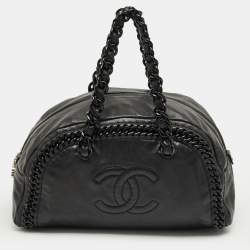 Pre Owned Chanel Black Leather Large Luxe Ligne Bowler Bag