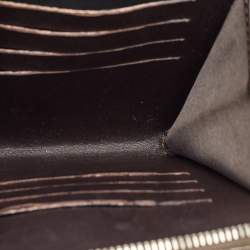 Pre Owned Chanel Metallic Grey Leather Clams Wallet On Chain