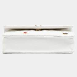 Pre Owned Chanel White Quilted Caviar Coco Casino Phone Holder on Chain