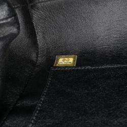 Pre Owned Chanel Black Paris Rome Quilted Calfskin Colosseum Lock Frame Bowling Bag