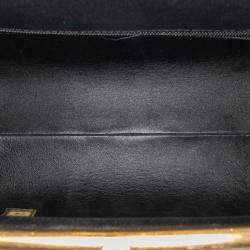 Pre Owned Chanel Black Paris Rome Quilted Calfskin Colosseum Lock Frame Bowling Bag