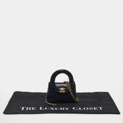 Pre Owned Chanel Black Quilted Leather Mini Nano Kelly Crossbody Bag