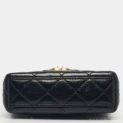 Pre Owned Chanel Black Quilted Leather Mini Nano Kelly Crossbody Bag