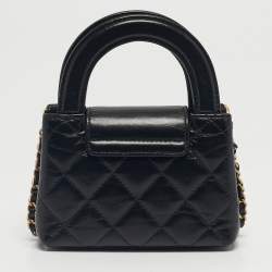 Pre Owned Chanel Black Quilted Leather Mini Nano Kelly Crossbody Bag