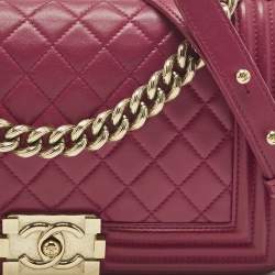 مملوكة مسبقًا Chanel Pink Quilted Leather Medium Boy Flap Bag
