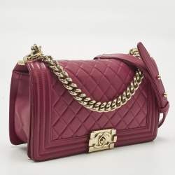 مملوكة مسبقًا Chanel Pink Quilted Leather Medium Boy Flap Bag