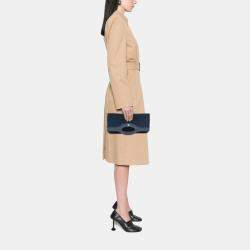 Pre Owned Chanel Navy Blue Quilted Velvet 31 Clutch