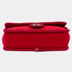 Pre Owned Chanel Red Paris-Salzburg Medium Quilted Wool Edelweiss Flap