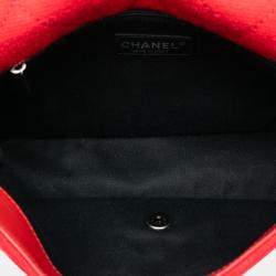 Pre Owned Chanel Red Paris-Salzburg Medium Quilted Wool Edelweiss Flap
