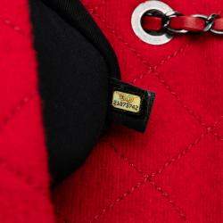 Pre Owned Chanel Red Paris-Salzburg Medium Quilted Wool Edelweiss Flap