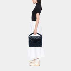Pre Owned Chanel Navy Blue Quilted Nylon Coco Cocoon Hobo