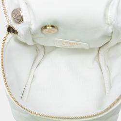 Pre Owned Chanel White Quilted Lambskin Cube Chain Wristlet Case
