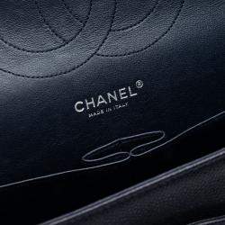 Pre Owned Chanel Navy Blue Jumbo Classic Caviar Double Flap
