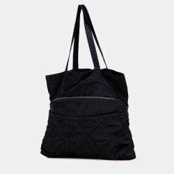 Pre Owned Chanel Black Nylon Grosgrain Lifestyle Foldable Tote