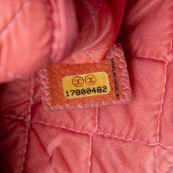 Pre Owned Chanel Pink Small Quilted Caviar O Case Clutch