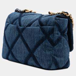 Pre Owned Chanel Blue Large Denim 19 Flap