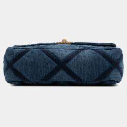 Pre Owned Chanel Blue Large Denim 19 Flap
