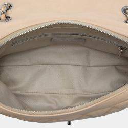 Pre Owned Chanel Beige Medium Quilted Caviar Easy Flap