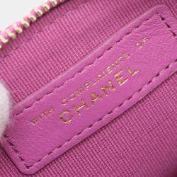 Pre Owned Chanel Pink CC Tweed Houndstooth Clutch On Chain