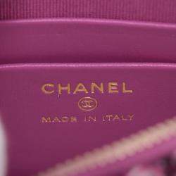 Pre Owned Chanel Pink CC Tweed Houndstooth Clutch On Chain