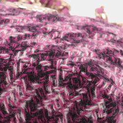 Pre Owned Chanel Pink CC Tweed Houndstooth Clutch On Chain