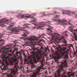 Pre Owned Chanel Pink CC Tweed Houndstooth Clutch On Chain