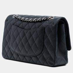Pre Owned Chanel Black Medium Classic Caviar Double Flap